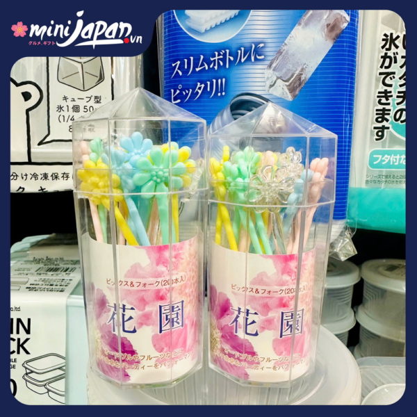 Hộp 20 nĩa ăn trái cây hình hoa Nhật Bản