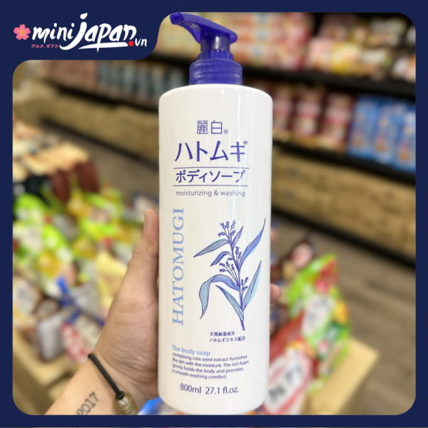 Sữa Tắm Dưỡng Ẩm Trắng Da Ý Dĩ Hatomugi 800ml
