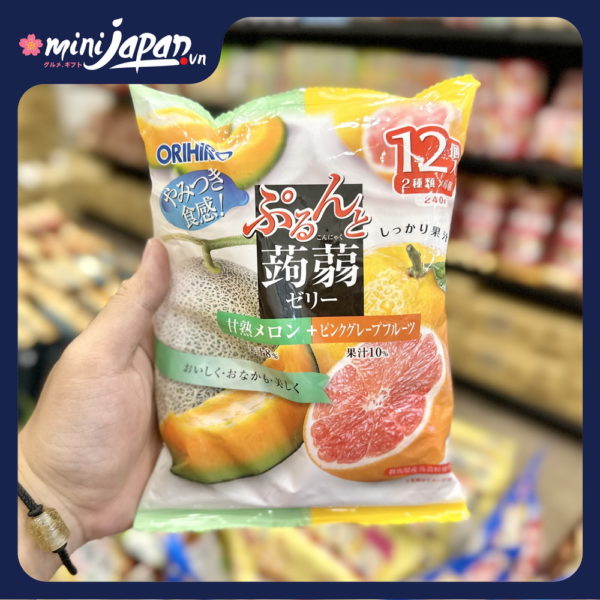 Thạch Orihiro mix dưa lưới & bưởi hồng 12 gói x 20g