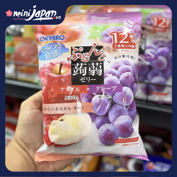 Thạch hoa quả Orihiro mix vị táo, nho tím 240g
