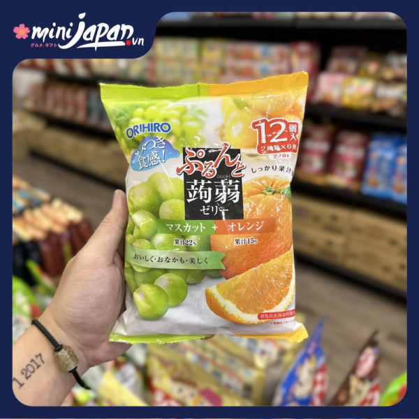 Thạch hoa quả Orihiro mix vị nho, cam 240g