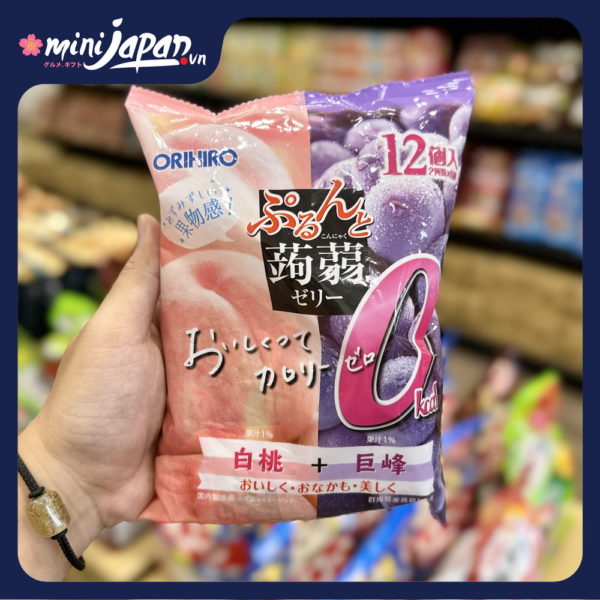 Thạch hoa quả Orihiro mix vị Đào, Nho tím 216g