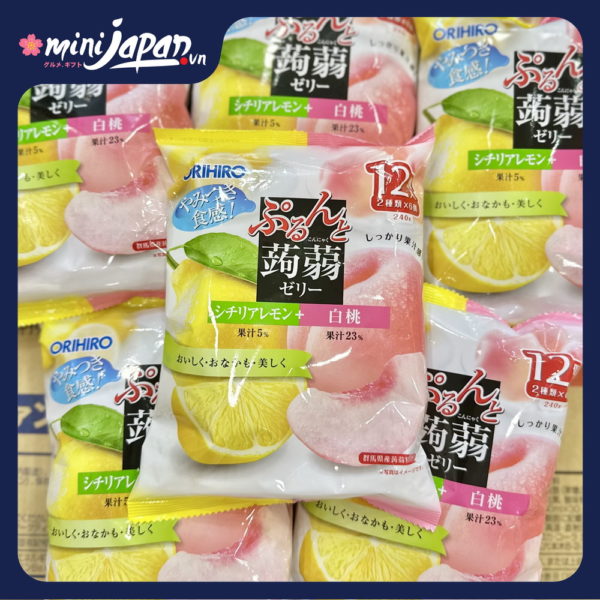 Thạch Orihiro mix vị Chanh, Đào 240g