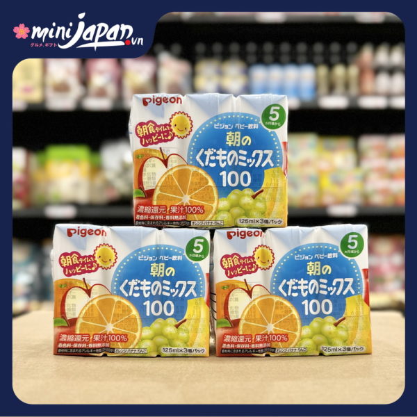 Nước ép hoa quả Pigeon vị cam, táo, nho 125mlx3 hộp