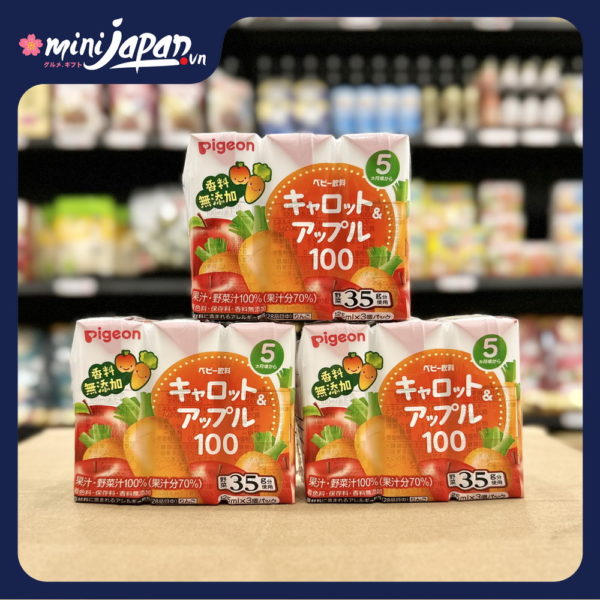 Nước ép hoa quả Pigeon Vị Táo & Cà Rốt 5M 125ml x 3 hộp