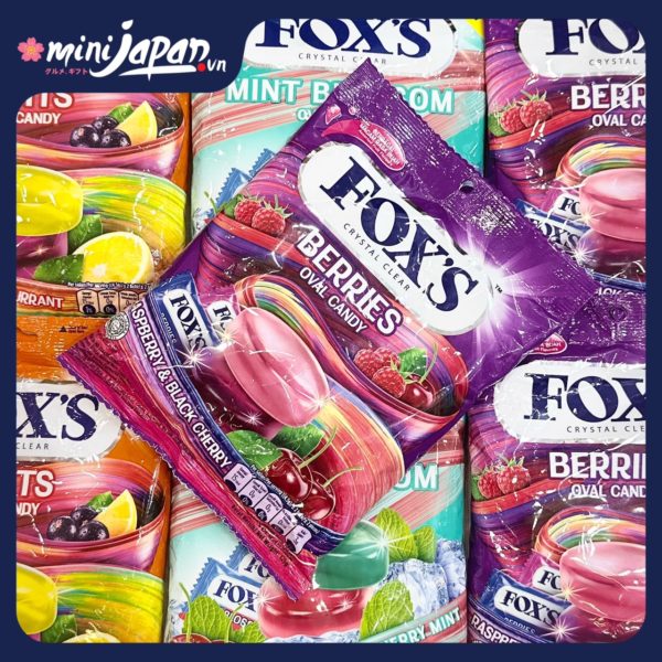 Kẹo Fox's vị mâm xôi và anh đào đen 125g