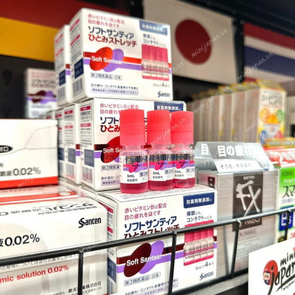 Hộp 4 lọ Nước nhỏ mắt nhân tạo Santen giảm mỏi mắt 5ml - Đỏ