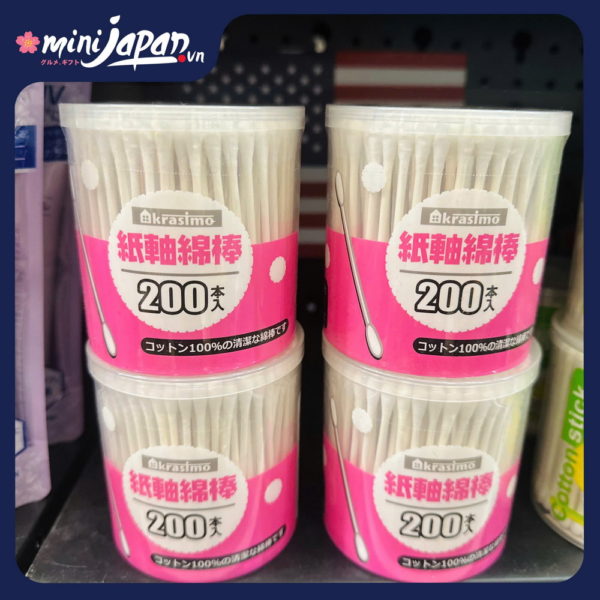 Hộp 200 bông ngoáy tai (hộp màu hồng)