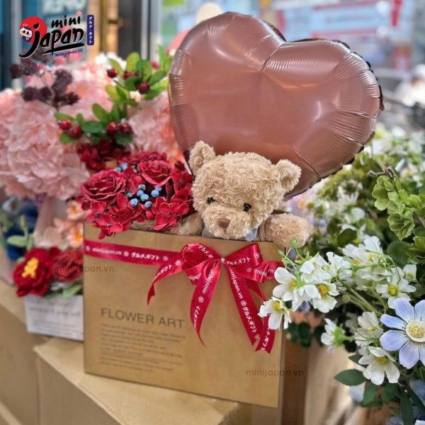 Set quà túi hoa gấu bong bóng