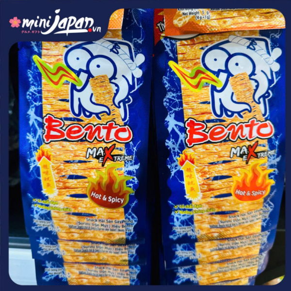 Vỉ 13 gói Snack mực tẩm gia vị Bento 5g - ít cay (xanh)