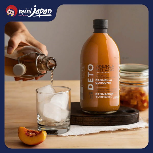 Giấm táo Detox hữu cơ có giấm cái vị Quế Nghệ Milano 500ml