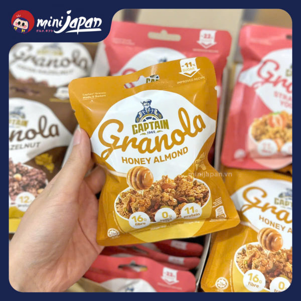 Ngũ cốc granola Captain mật ong hạnh nhân 40g