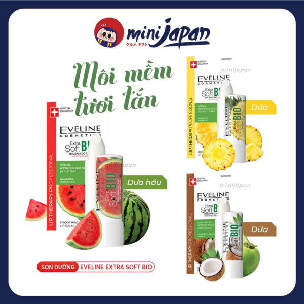 Son dưỡng Eveline Extra Soft Bio làm dịu môi hương dưa hấu 4G