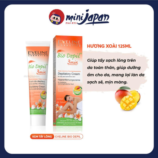 Kem tẩy lông Eveline Bio Depil 3 vùng hương xoài 125ML